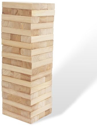WOODENFUN Torre gigante in legno impilabile da 0,4 m – 1,2 m grande Tumble Tower giochi Jumbo Toppling Blocks giocattolo per bambini, adulti e famiglia (colore legno)