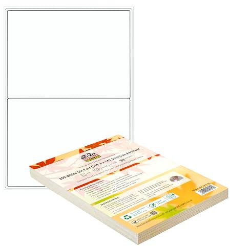 Double Dragon A4 Selbstklebende Adressetiketten, 2 pro Blatt, 100 Blätter, 200 Etiketten, 199,6 x 143,5 mm (200 Etiketten)