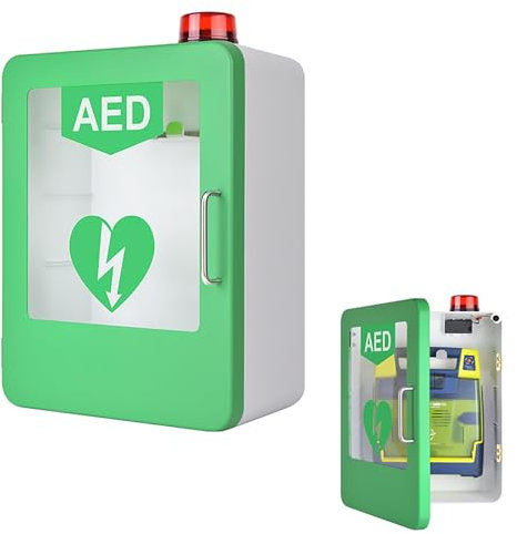 QIANMEI Gabinete De Pared For Desfibrilador DEA con Llave Y Alarma, Caja De Alarma De Desfibrilación Cardíaca ABS, Unidad De Desfibrilador For El Hogar, Escuelas, Clubes Y Grupos