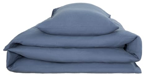 Interior by Hakito 100% Natur Leinen Bettwäsche Set - GOTS Zertifiziert - atmungsaktiv & temperaturregulierend, nachhaltig, weich, langlebig (Heidelbeere, 135x200cm, 40x80cm Kissenbezug)