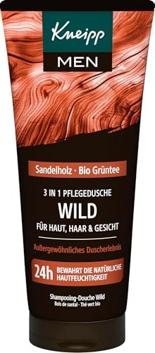 Kneipp MEN 3 in 1 Wild Duschgel - Sandelholz & Bio Grüntee - Für Haut, Haar & Gesicht - Verbessert das Hautgefühl - 200ml