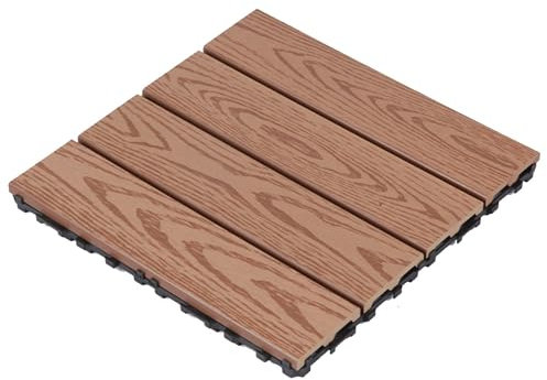 Baldosas de madera WPC 30x30cm 11 piezas suelo para jardín de invierno, baldosas de suelo, suelo de balcón, losas de suelo para jardín, baldosas de terraza con sistema de clic, drenaje(Color:2)