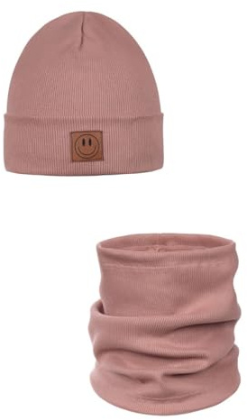 ANDER Gorro y Bufanda Niño, 97% Algodón, Set para Entretiempo Smile