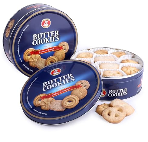 Patisserie Matheo Biscuits danois au beurre 2 x 454g - 5 variétés assorties dans une boîte en fer blanc décorative - Parfait pour le café, les réunions, les vacances et les cadeaux.