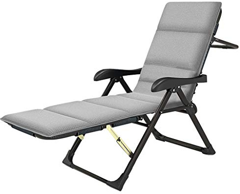 Uteplats lounge creygleers folding stöder 441 kg verktyg camping barnsäng justerbar liggande säte full vadderad fiskesäng tung tull bärbar liggande trädgårdsstol (grå) FANDIAO