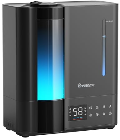 BREEZOME 8L Humidifiers for Bedroom, Warm & Cool Mist for Large Room Home, Top Fill Ultrasonic Humidifier, Humidity Sensor, Essential Oil, 60H Runtime, Quiet for Baby, Plants, Fast Relief