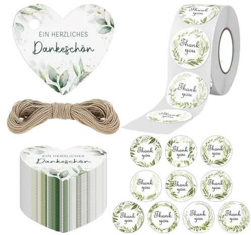 JDNFKG 100 Etichette E 500 Adesivi per Foche, Amore Grazie Etichette, Tag Decorativi Regalo, Adesivi per Guarnizioni di Imballaggio, Adesivi di Tenuta di Copertura.