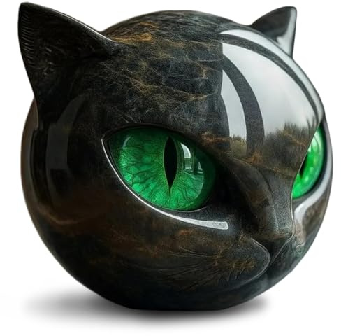 Muzrunq Escultura de Gato Negro de Lujo, Figura de Gato de cerámica con Gemas de la Suerte y Ojos Verdes, un Regalo Refinado para la decoración del hogar y la Oficina..