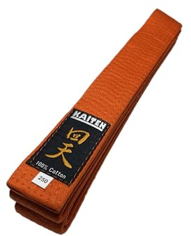 KAITEN Ceinture de karaté orange (coton) - 4 cm de largeur, longueur 230 à 350 cm - Ceinture orange Ceinture de couleur Ceinture de karaté, Orange, 325 cm