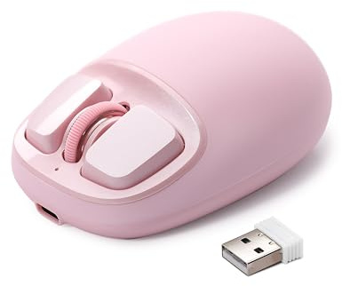 YUNZII C1 Silikon Trådlös mus, 4800 DPI Optisk Spårning, 6 Justeringsnivåer, Tri-Läge 2,4G/USB-C/Bluetooth-mus,Anpassningsbar Mus för Bärbar dator, dator, iPad, MacBook (Rosa)
