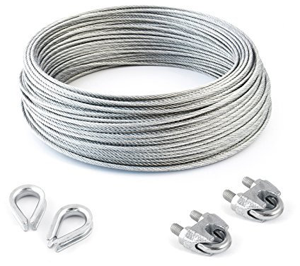 15m DRAHTSEIL SET 10mm 6x37+FC + 2 x SEILKLEMMEN 10mm DIN 741 + 2 x KAUSCHE 10mm verzinkt Stahlseil Forstseil Windenseil Seil Draht Stahl für Drahtseil Seilöse Seil mit Öse Drahtseilklemmen Drahtseil Drahtseilklemme Klemme Anschlagseil