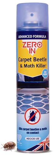 Zero In Carpet Beetle & Moth Killer Spray – Effective Carpet Beetle & Moth Treatment for Carpets, Upholstery & Household Items – Long-Lasting, Odour-Free Formula - 300ml Aerosol