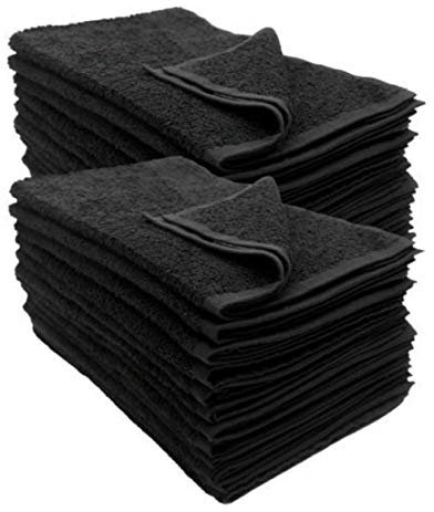 IC-collection 12er Pack Friseurhandtuch - schwarz - farbecht (Indanthren) - 100% Baumwolle - 400gr/m2 (Frottee, 40 x 90 cm)