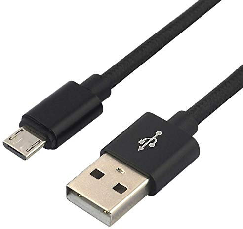 everActive Cavo Micro USB, in Nylon, Ricarica Veloce Fino a 2,4 A, Lunghezza 100 cm, Colore: Nero