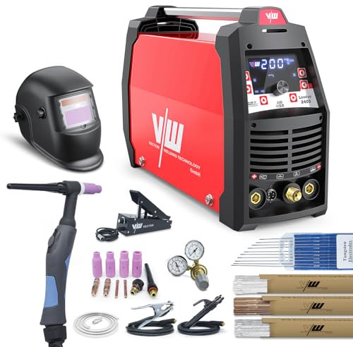 VECTOR WELDING WIG Schweißgerät AC DC 200 A - London 2400D, Elektrodenschweißfunktion - Aluminium schweißen - Pulsfunktion, Digital Display (T1054VW)