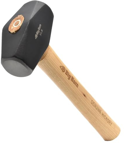 Big Horn 15125 3 Lb Drilling Hammer – Forged Steel Head, Double-Faced Design, Shock Absorbing Hickory Handle, Ideal for Masonry, Metalworking & Demolition Applications