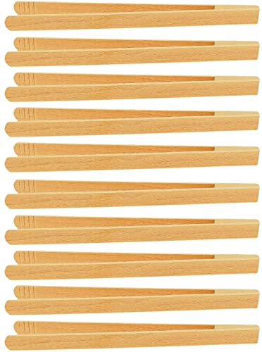 teemando® 10 pinzas de barbacoa de 30 cm de madera de haya para salchichas, filetes y verduras. Las pinzas para salchichas con fresado ranuras