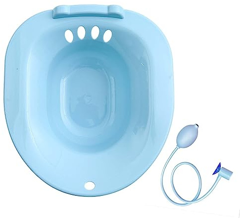 Perfeclan Toilet Seat Sink Woman Sits Bath Deep Bowl Avoid Squats with Flusher Bidet Hip Bath for Daily Cleansing Universal Portable, Blue