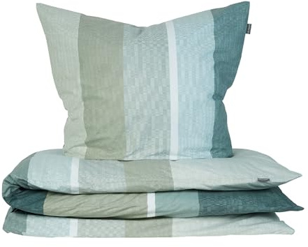 Schiesser Bettwäscheset Endy Stripes | 2-teilig | Gestreift | Renforcé | 100% Baumwolle | Oeko-Tex Zertifiziert | Reißverschluss | 135x200cm + 80x80cm | Grün