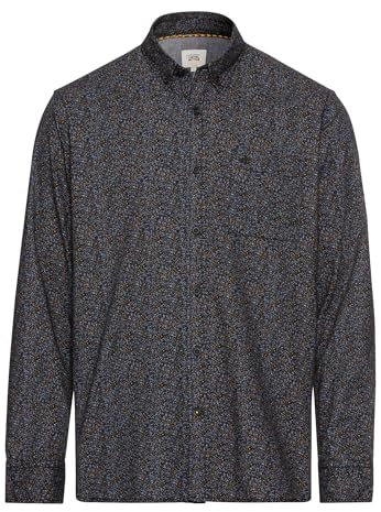 camel active Herren Langarmhemd mit Minimal-Print Schwarz, Menswear-XXL