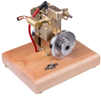 Förbränningsmotormodell, 1,6 cc 1-cylindrig fyrtaktsmotor, byggsats horisontell minivattenkyld bensinmotor, motorbyggsats med träbas, fysik, experimentleksak för vuxna