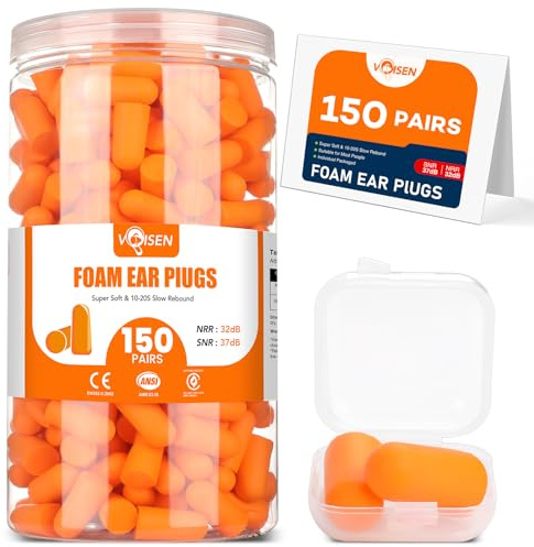 VOISEN 150 Pairs Foam Ear Plugs, Ear Plugs for Sleeping Noise Cancelling