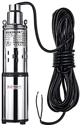 ERnonde Pompe de puits profond, pompe solaire CC 24 V 200 W, boîtier en acier inoxydable, pompe submersible, pour arrosage agricole, aménagement paysager, ménage, débit jusqu'à 1,5 m³/h, argent