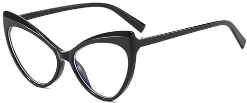 YAMEIZE Occhiali Luce Blu Donna - Occhiali Da Vista Per Gatti Anti Luce Blu, Gaming, Lettura - Chiaro, Nero, Svuota