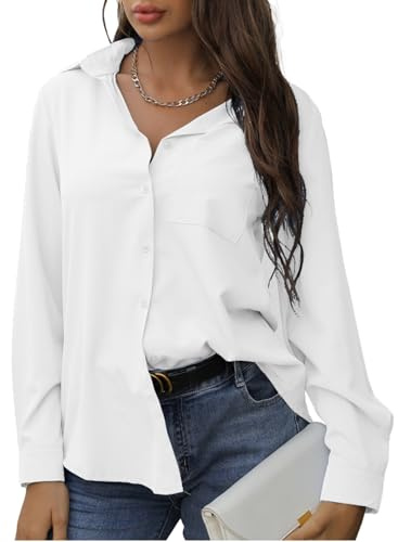 CrystErzoix Camicetta Donna Elegante Camicia a Maniche Lunghe Blusa Ampia Leggera con Scollo a V Casual Top Primaverile Estiva da Lavoro