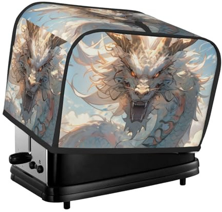 tostador Cover 2 rebanadas, cubierta de tostador de dragón blanco nube fresco con bolsillos para cocina pequeña cubierta de electrodomésticos y protección de huellas dactilares, lavable a máquina