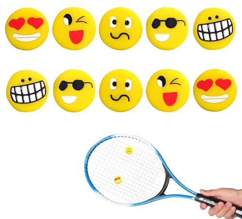 vcsjw Tennis Dämpfer,10 Stück Vibrationsdämpfer Tennis,Dämpfer Tennisschläger,Emoji mit Tennisschläger Dämpfer,Für Tennisspieler,Silikon Tennis Zubehör Geschenk