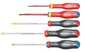 Coffret de 5 Tournevis Protwist FACOM - AT.J5VEPB (dont 2 Tournevis isolés 1000V empreintes Fente et Prozidriv)