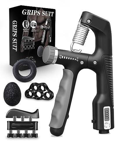 Victoper Grip Strength Trainer Set, 5-in-1 Adjustable Hand Gripper Kit (10-100kg) with Smart Counter, Forearm & Finger Exerciser for Strength Training