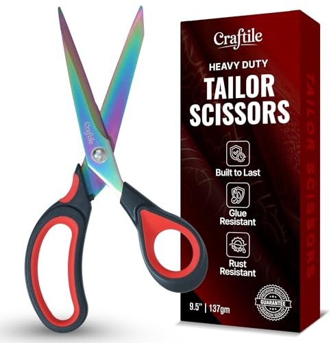 Premium 9.5-Inch fabric scissors – Heavy Duty Scissors Titanium-Coated Forged Stainless Steel Shears for Sewing, Fabric, Leather, Dressmaking & Crafting – Ultra Sharp Blades, Comfort Grip Handle