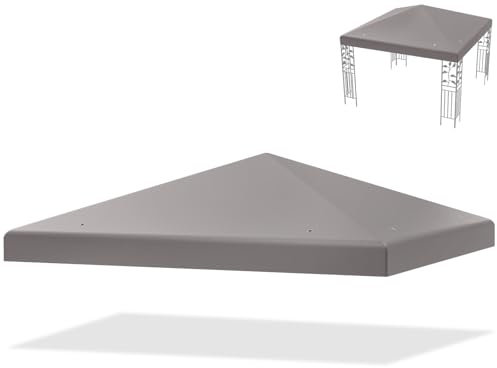 HOMASIS Auvent de Rechange pour pavillon, Couverture avec Trous de Drainage et Fermetures Velcro, tonnelle imperméable en Polyester en Fer, 3 x 3 m, Tente de fête, Mariage (Gris)