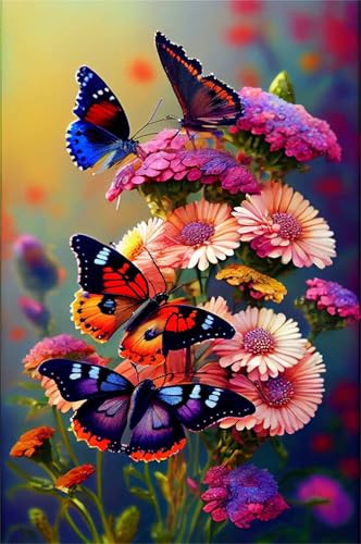 Puzzle 1314 Pieces Fleurs Papillon, Jeux éducatif Défi Jouets Puzzles Classiques, Parfaitement Emboîtable Lettres au Dos, pour Vous Faciliter Le Travail pour Hommes Femmes Plus âgés 75 x 50 cm