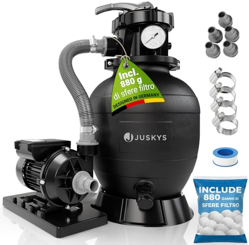 Juskys® Filtro a Sabbia 400 W - impianto Piscina ad Alte Prestazioni per 47.000 Litri, Sistema 7 Posizioni Struttura Durevole