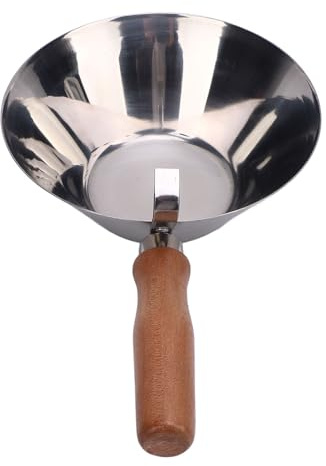 Eujgoov Bandeja de Acero Inoxidable para Lodo, Recipiente para Enlucido de Alta Resistencia con de Madera para Albañiles y Yeseros, Diseño Cónico Inoxidable para Mortero y yeso.