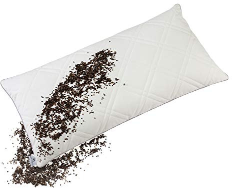 NATURECA Buchweizenkissen nackenkissen 40x80 Kopfkissen nackenschmerzen, Seitenschläferkissen mit bezug Baumwolle, Steppung, Buchweizen nackenstützkissen