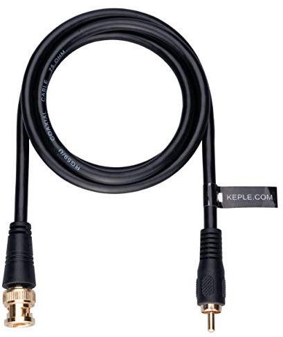 Keple Câble coaxial RG59 taille 1 m BNC mâle vers RCA mâle et coupleur de prise plaqué or 75 Ohm Ω Câble de connexion de prise phono Conducteurs en cuivre pur pour systèmes de sécurité TV