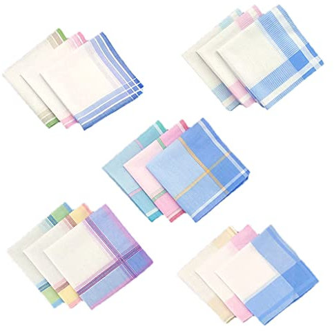 12 Stk. Herrentaschentücher Karierte Taschentücher Stofftaschentücher Aus Baumwolle, Weiche Herrentaschentücher 30x30cm