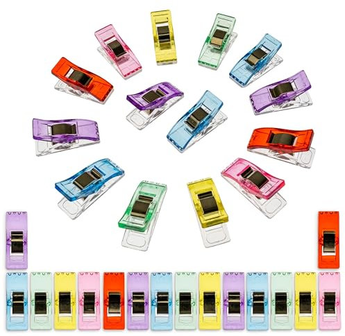 Stoffklammern Set, 30 Stück, 6 Farben Mix, Alternative zu Stecknadeln, DIY Zubehör für Nähen, Stoff Clip, Bastelklammer Nähzubehör, Stoffklammer, Stoffclips Textilien, Nähklammern Kit, Bastelclips