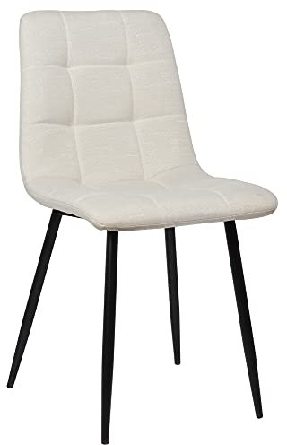 CLP Esszimmerstuhl Tilde I Samt I Stoff I Gesteppt I Mit Bodenschonern, Farbe:Creme, Material:Stoff