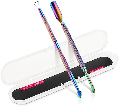 WLLHYF 2 Stück Nagelhautschieber und Nagelhautschneider aus Metall, Edelstahl, Nagelhautentferner, Nagelhautschieber, Schäler, Schaber, Pediküre, Maniküre-Werkzeuge für Fingernägel, Zehennägel