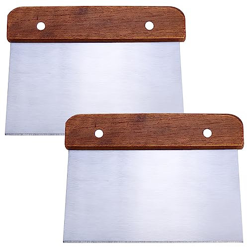 DAWRIS Premium Teigkarte Teigschaber aus Edelstahl 15cm groß mit Holz-Griff - Backen, Zubehör, Sauerteig