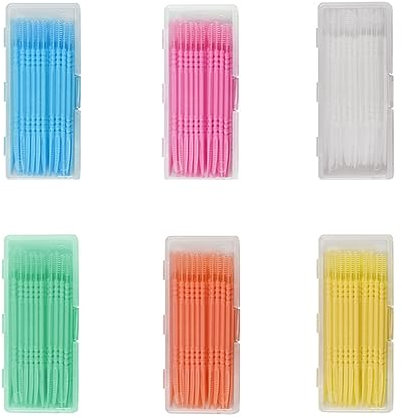 Stuzzicadenti In Plastica,Stick Interdentali,240 Pezzi Filo Interdentale Portatile,Stuzzicadenti A Doppia Punta,Spazzola interdentale,Interdentali Spazzolino Dentale Orale Per Pulizia Orale (6 Colori)