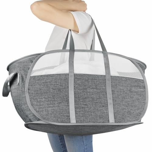 BOSNONA Large Collapsible Laundry Baskets Pop Up Laundry Hamper with Reinforced Handles Foldable Laundry Hamper for Home Laundry