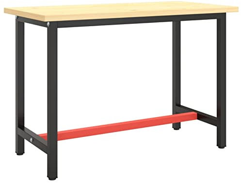NITCA Telaio Banco da Lavoro,banco Lavoro Multifunzione con Gambe in Metallo,Officine, Negozi Commerciali,di Riparazioni Automobilistiche, Uffici e Case,Nero e Rosso Opaco 110x50x79 cm Metallo
