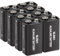 CICMOD Piles Alcalines 9V, Lot de 8 Block Alkaline Batteries 6LR61 Longue durée Puissantes pour Appareils du Quotidien