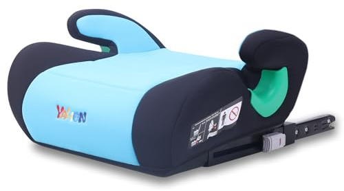 YALION Sitzerhöhung Auto Kinder ISOFIX, Kindersitzerhöhung mit ISOFIX Nach i-Size Norm R129, Kinderautositz 125-150cm(ca. 6-10 Jahre), 3-Punkt-Gurt, Blau
